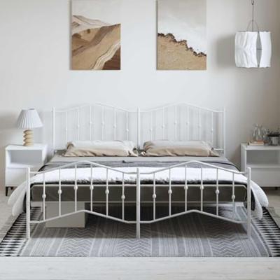 Bedframe met hoofd- en voeteneindemetaal wit 183x213 cm - thumbnail