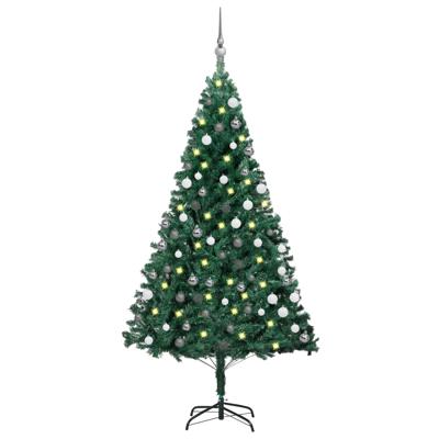 VidaXL Kunstkerstboom met verlichting en kerstballen 120 cm pvc groen