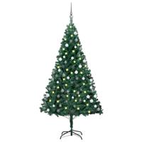 VidaXL Kunstkerstboom met verlichting en kerstballen 120 cm pvc groen - thumbnail