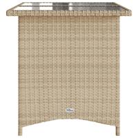 Tuintafel met glazen blad 110x68x70 cm poly rattan beige - thumbnail