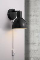 Wandlamp zwart Nordlux 'Pop' leeslamp E27 fitting met stekker 15 cm - thumbnail