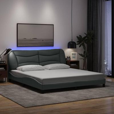 Bedframe met LED zonder matras "Hvar" stof 180x200 cm lichtgrijs