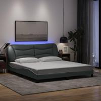 Bedframe met LED zonder matras "Hvar" stof 180x200 cm lichtgrijs - thumbnail