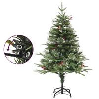 VidaXL Kerstboom met led en dennenappels 120 cm pvc en pe groen - thumbnail
