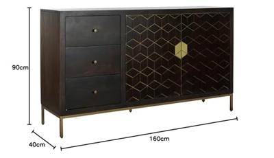 Dressoir DKD Home Decor Zwart Gouden Donkerbruin 160 x 40 x 90 cm