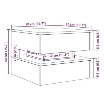 Salontafel met LED-verlichting 50x50x40 cm zwart eikenkleurig Salontafel met LED-verlichting 50x50x40 cm zwart eikenkleurig
