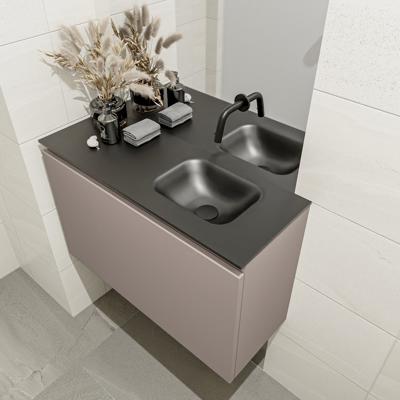 MONDIAZ OLAN 80cm toiletmeubel smoke. LEX wastafel urban rechts geen kraangat