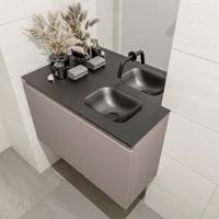 MONDIAZ OLAN 80cm toiletmeubel smoke. LEX wastafel urban rechts geen kraangat - thumbnail