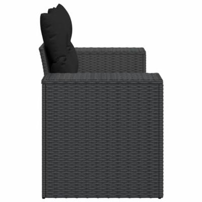 Tuinbank 2-zits met kussens poly rattan zwart Tuinbank 2-zits met kussens poly rattan zwart