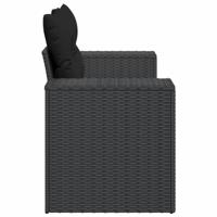Tuinbank 2-zits met kussens poly rattan zwart - thumbnail