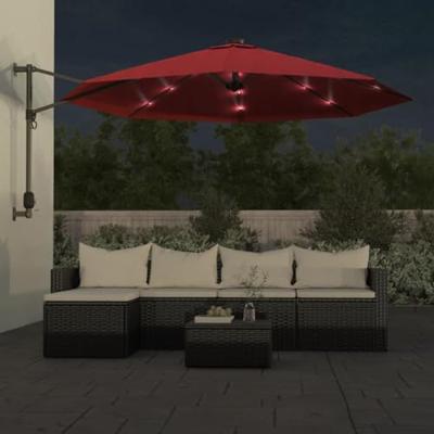 VidaXL Wandparasol met leds 290 cm felrood