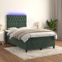 Boxspring met matras en LED fluweel donkergroen 120x200 cm - thumbnail