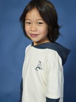 Sweater met capuchon 2-in-1 effect met geplaatste print voor jongens ecru - thumbnail