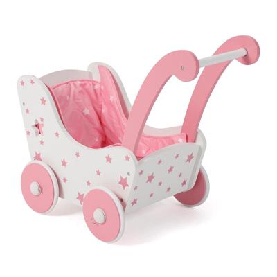 Houten poppenwagen Pink Stars