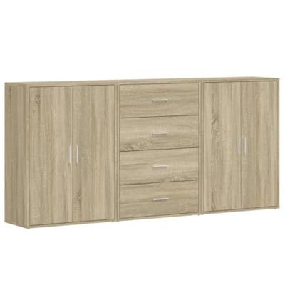Dressoirs 3 st 60x31x84 cm bewerkt hout sonoma eikenkleurig