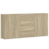 Dressoirs 3 st 60x31x84 cm bewerkt hout sonoma eikenkleurig - thumbnail