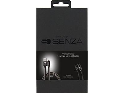 Senza Premium Leather Charge/Sync Cable Micro USB 1.5m. 12W Black