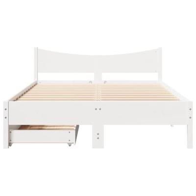 Bedframe met lades massief grenenhout wit 120x190 cm