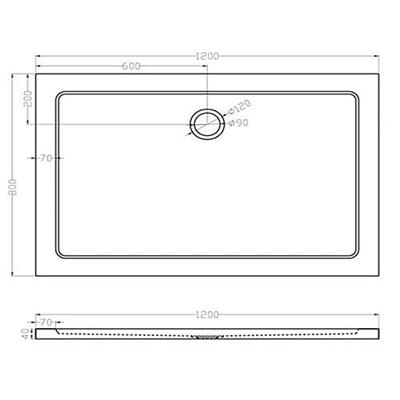Douchebak Xellanz SMC | 120x80x4 cm | SMC | Excl.Afvoer | Rechthoek | Wit glans