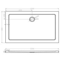 Douchebak Xellanz SMC | 120x80x4 cm | SMC | Excl.Afvoer | Rechthoek | Wit glans - thumbnail