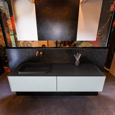 Badkamermeubelset Mondiaz Erin 150 cm met 2 Lades met RIDGE Wastafel Links Urban Zonder Kraangaten Greeploos Mat Clay Badkamermeubelset Mondiaz Erin 150 cm met 2 Lades met RIDGE Wastafel Links Urban Zonder Kraangaten Greeploos Mat Clay