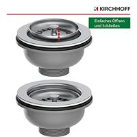 Kirchhoff ECO-SAVE kunststof korfventiel, grijs, 1 1/2" ET, roestvrijstalen ventielbeker en zeef Ø114 mm - 98835249 - thumbnail