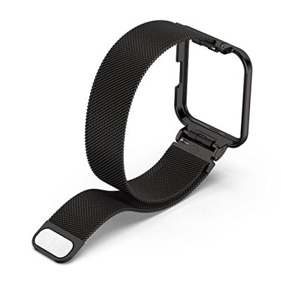 By Qubix - Milanese bandje met case - Zwart - Xiaomi Redmi Watch 2 (Lite)