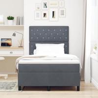 Boxspring bed met matras Donkergrijs 120 x 190 cm Fluweel - thumbnail
