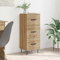 Dressoir artisanaal eikenkleurig 34 x 34.5 x 90 cm Bewerkt hout - thumbnail