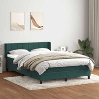 Boxspring met matras fluweel donkergroen 160x220 cm - thumbnail