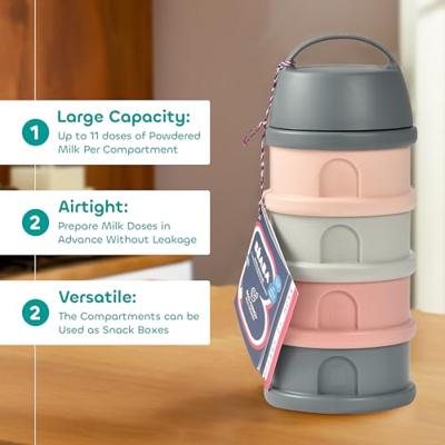 Melkdispenser met 4 vakken BEABA mineraalgrijs/roze - thumbnail