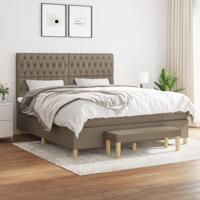 Boxspring met matras stof taupe 180x200 cm - thumbnail