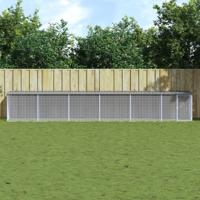 Kippenhok met dak 603x98x90 cm gegalvaniseerd staal lichtgrijs - thumbnail