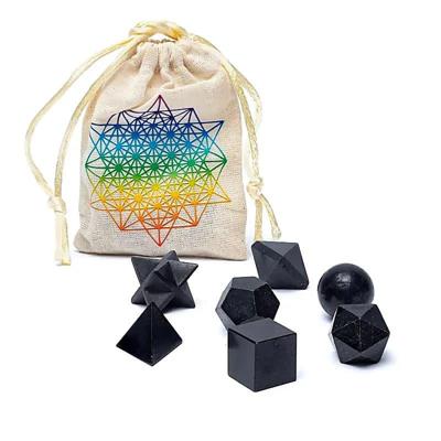 Zwarte Toermalijn Heilige Geometrie Set uit India Zwarte Toermalijn Heilige Geometrie Set uit India