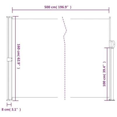 VidaXL Windscherm uittrekbaar 160x500 cm zwart