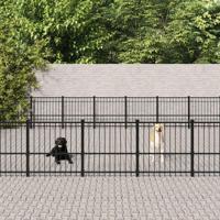 vidaXL Hondenkennel voor buiten 52,69 m² staal, kennel, hondenhuis, hondenren, hondenhok, hondenverblijf, puppyverblijf, kennels, hondenhokken - thumbnail