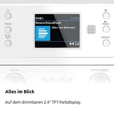 TechniSat DIGITRADIO 370 CD IR Radio DAB+, DAB, VHF (FM), Internet WiFi, Bluetooth, CD, USB, Internetradio Incl. afstandsbediening Wit - thumbnail