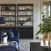 Rivièra Maison Boekenkast 'Stanford' Eiken- en populierenhout, 226 x 100cm - thumbnail