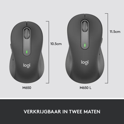 Logitech Signature M650 L Muis Radiografisch, Bluetooth Maat: L Optisch Graphite 5 Toetsen 4000 dpi