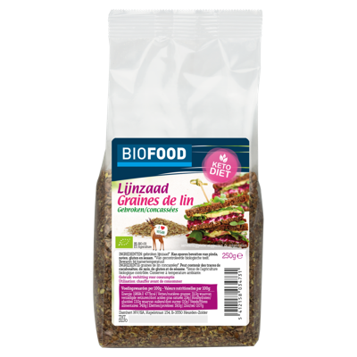 Damhert Lijnzaad gebroken bio 250 Gram Damhert Lijnzaad gebroken bio 250 Gram