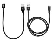 Verbatim Micro-USB - Synchronisatie- en oplaadkabel, set van 2, robuuste micro-USB-kabel, met knikbescherming, 100 cm + 30 cm - zwart - thumbnail