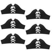 Pirate Party Piratenhoeden Zwart (6st) - thumbnail
