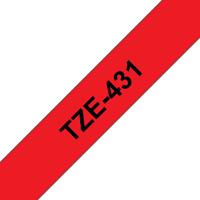 Gelamineerde Tape voor Labelmakers Brother TZE431 Rood/Zwart 12 mm 12 mm x 8 m - thumbnail