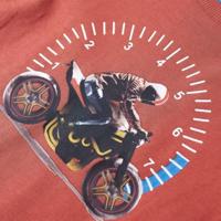 Kindershirt met lange mouwen motorprint 92 hennakleurig - thumbnail