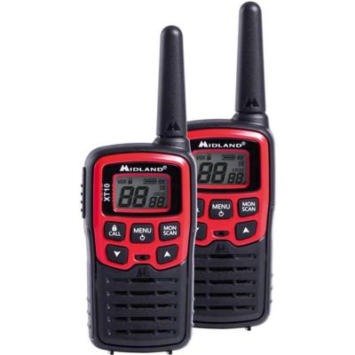 Midland XT10 twee-weg radio 16 kanalen 446.00625 - 446.09375 MHz Zwart, Rood