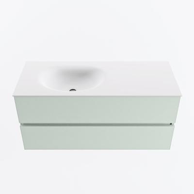 MONDIAZ VICA 110cm badmeubel onderkast Greey 2 lades. Wastafel MOON links zonder kraangat, kleur Talc.