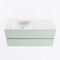 MONDIAZ VICA 110cm badmeubel onderkast Greey 2 lades. Wastafel MOON links zonder kraangat, kleur Talc. - thumbnail