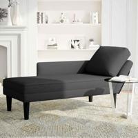 Chaise longue met kussen en rechterarmleuning fluweel zwart - thumbnail