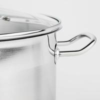 Prachtige grote RVS soeppan - 10 of 15 liter - Met glazen deksel - thumbnail