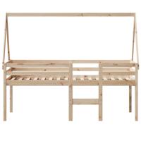 Hoogslaper met dak massief grenenhout wasbruin 75x190 cm - thumbnail